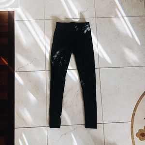 Pink Black Plain Leggings